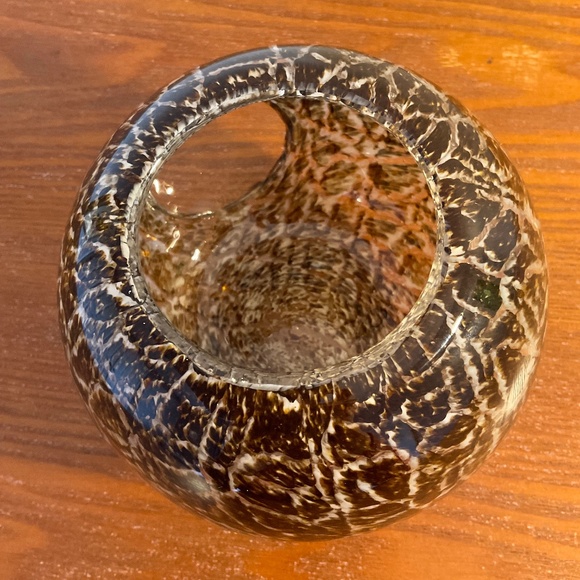 Art Glass Tortoise Shell Pattern with Windows - Candle Holder or Vase - Picture 11 of 15